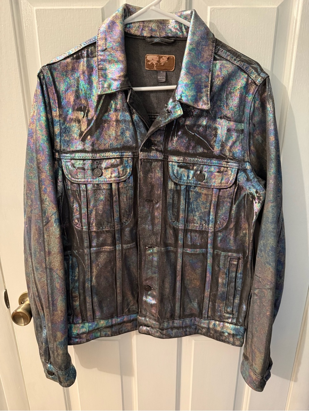 ASOS Holographic Metallic Oil Slick Trucker Jacket - Iridescent - Picture 4 of 10